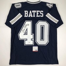 Autographed/Signed BILL BATES Dallas Dark Blue Football Jersey PSA/DNA COA Auto