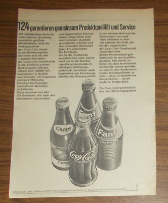 Rare Advertising COCA-COLA Cappy Fanta Sprite Vintage Bottles #2 1966