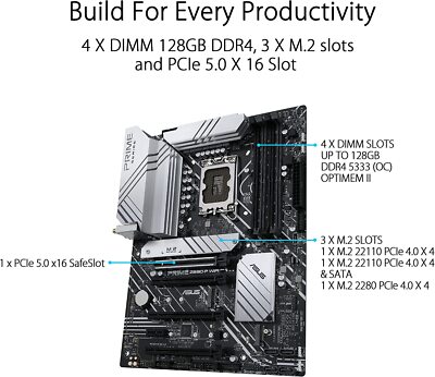 LGA 1700 ASUS Prime Z690-P WiFi D4 Motherboard DDR4 2.5Gb LAN HDMI