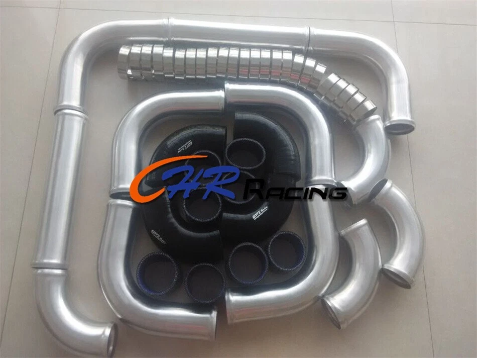 ID 64mm 2.5" Aluminum Universal Intercooler Turbo Piping+hose+T-Clamp kits BLACK
