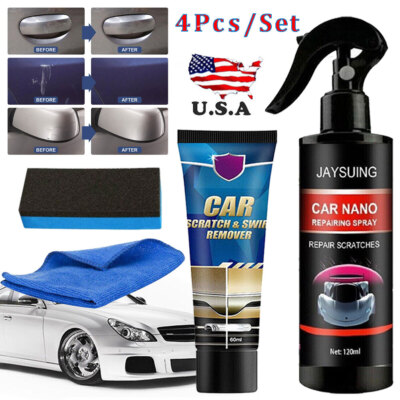 4PCs Car Scratch Repair Nano Spray Scratch Remover Ceramic Coating Paint Sealant