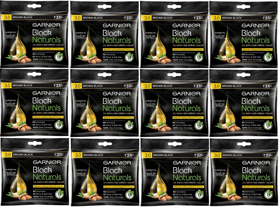 10X Bolsa Crema Enriquecida con Aceite Color Cabello Marrón Negro Garnier 1 cepillo gratis Foto 3 de 4