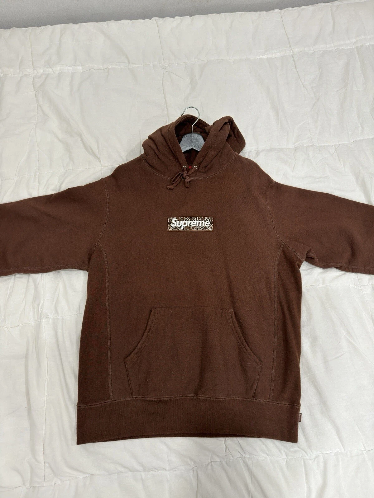 Sweat à capuche taille L SUPREME Bandana Box logo marron foncé FW 19 *occasion