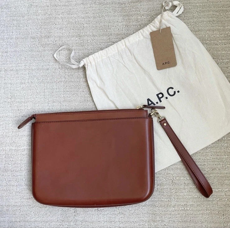 NWT: A.P.C. Cowhide leather Mathilda Pochette (Cognac) - Image 2 of 4