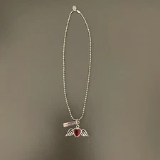 Claire's Heart with Wings Red Silver-tone Friends Women's Fashion Necklace NWOT