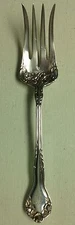 ** LUNT TUDOR ROSE STERLING SILVER COLD MEAT FORK 7" MASTER **