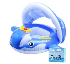Baby Pool Float  UPF 50+ UV Sun Protection adjustable Canopy with steering
