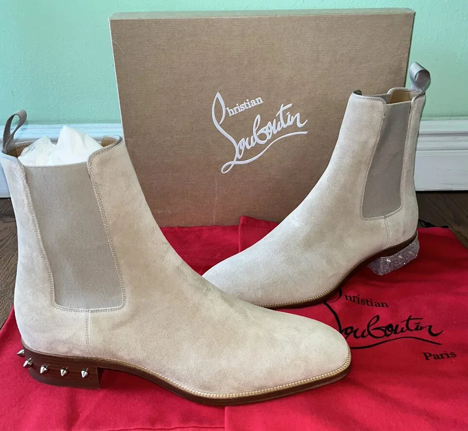 Christian Louboutin Men's Spiked Suede Chelsea Boots