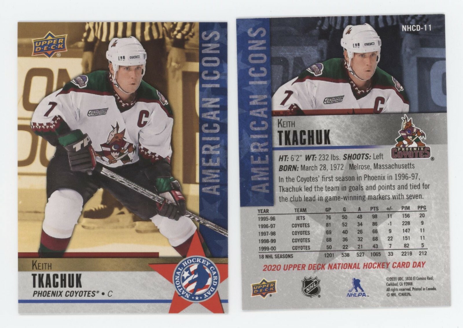 Keith Tkachuk 2020 Upper Deck National Hockey Card Day USA #NHCD-11 COYOTES QTY