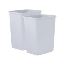 Superio 4.5 Gallon Plastic Trash Can, Waste Bin- 18 Qt (2 Pack, White Smoke)