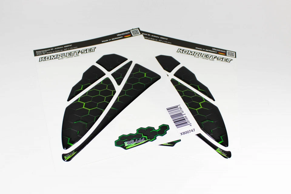 Motorrad Seitentankpad Kniepad 3D Gel Aufkleber - Wabe Grün Lackschutz : Form 32 - Bild 3 von 4