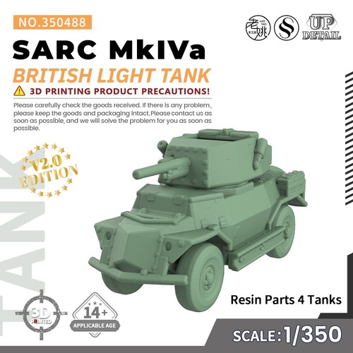 SSMODEL SS488 1/200/350/700 Wojskowy zestaw modelarski brytyjski czołg lekki SARC MkIVa - Zdjęcie 6 z 30