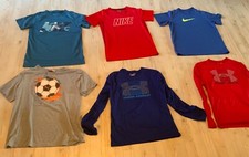 Lot of 6  boys athletic tops size Large-Nike, Under Armour, Puma-EUC 