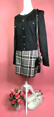 Strathmore - Kilt skirt grey SCOTTISH TARTAN NEW Size M 10 UK Y2K Chic Elegant