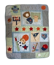 Lambs and Ivy Sports Football Baseball Basketball Stars Quilt Nursery Blanket