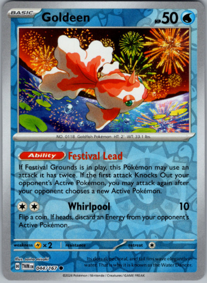 Pokemon - Goldeen - 044/167 - Reverse Holo  -  Twilight Masquerade - NM/M