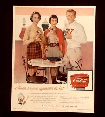 1955 Coca-Cola Advertisement Students Cafe Fountain Sprite Coke Vtg Print AD