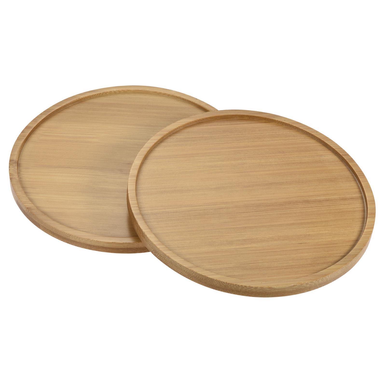 Plant Pot Saucer, 2 Pack 6 Inch OD Bamboo Round Flower Drip Tray for Indoors