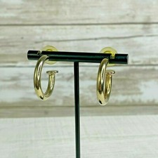 Polished Gold Tone Large Hoop Pierced Earrings