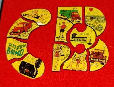 Coffret De Pins CB Citizen Band Rare - 11 Badges Lettres, Canal 19, QRA, Occasion Collector