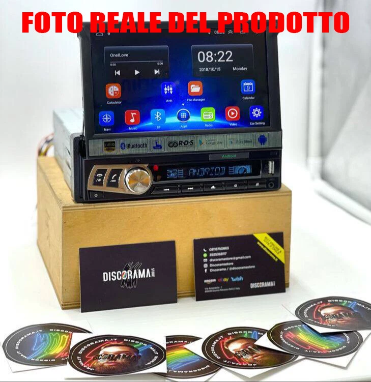 AUTORADIO ANDROID STEREO SCHERMO A SCOMPARSA 1 DIN MOTORIZZATO NAVI GPS WIFI USB - Immagine 2 di 4