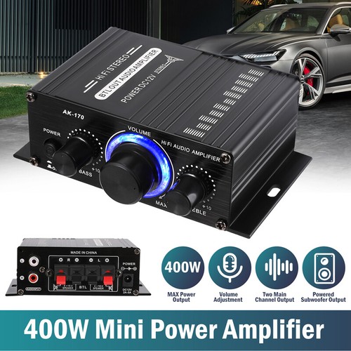 400W 12V 2 Channel Powerful Stereo Audio Power Amplifier HiFi Bass Amp Car Home - Picture 12 of 13
