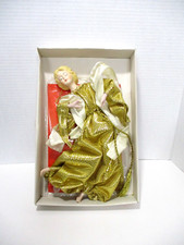 Angel Christmas Ornament with Detachable Wings Gold Gown Taiwan 10" Retro