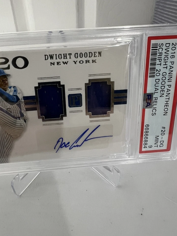 2016 Panini Pantheon Dwight Gooden Script 20 Dual Relics Psa 9 Pop 1 #/199 - Image 4 of 4