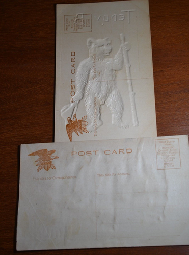 Teddy Roosevelt 1908 2 Embossed Airbrushed Postcards Teddy Bear - Picture 7 of 13