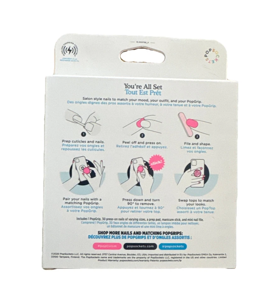 PopSockets Popgrip Black with Daisy Flower Pop with Fingernails New in Package - Image 2 of 4