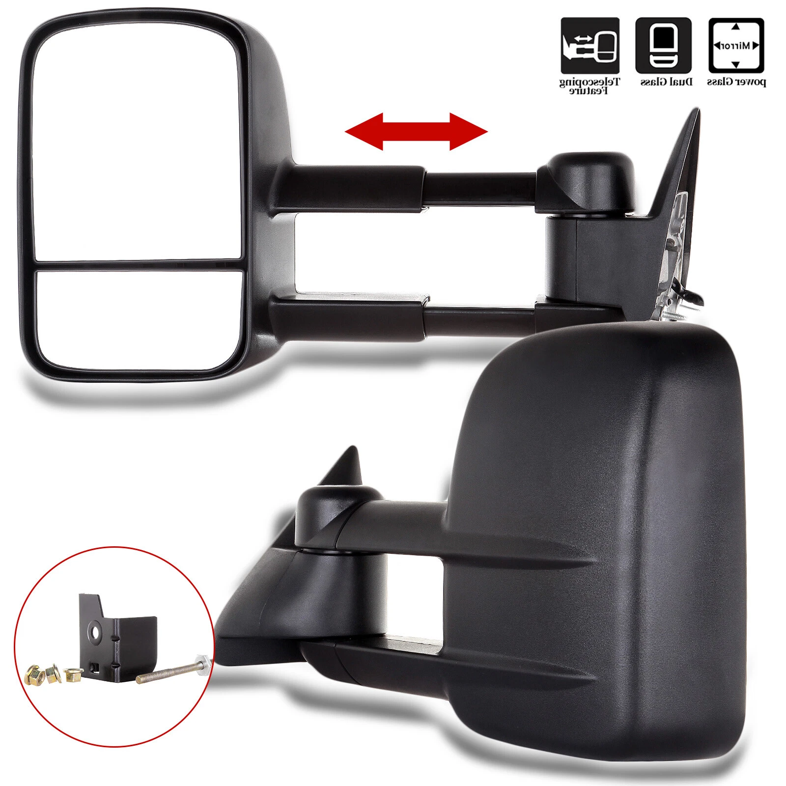 Pair Tow Mirrors For 1988-1998 Chevy GMC C/K 1500 2500 3500 Power Side View