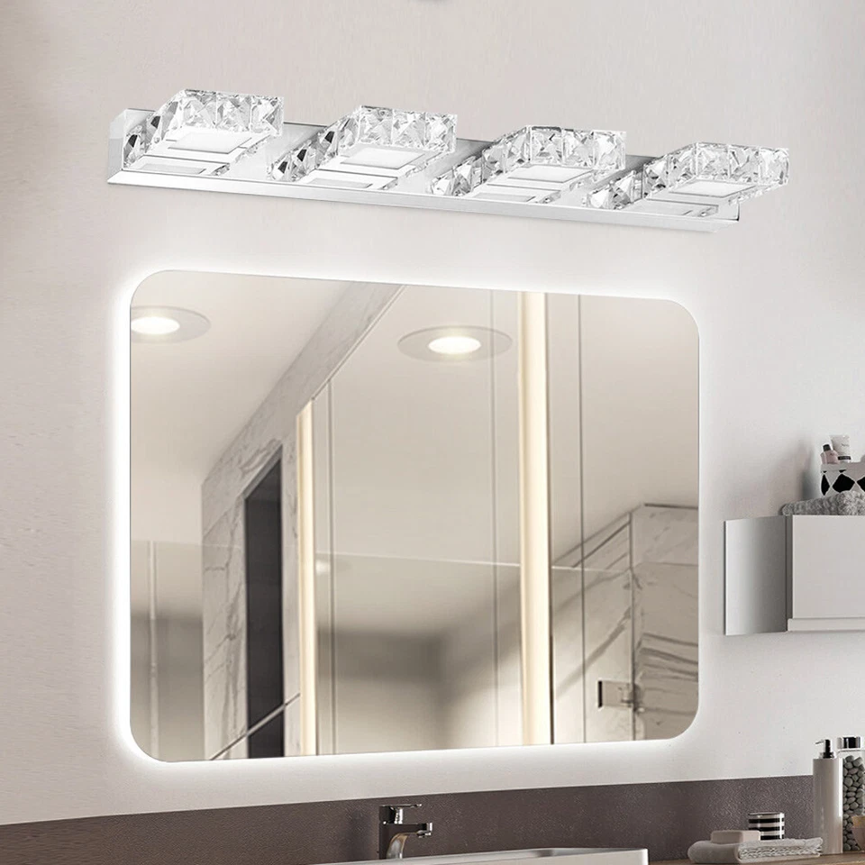 LED Crystal Mirror Lamp Modern Bathroom Vanity Light Fixture Make-up Wall Sconce - Image 3 of 4
