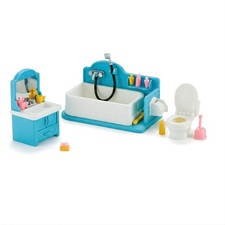 Family Dollhouse Bathroom Set   Bathtub with Hand Shower, Sink with Mirror  ...
