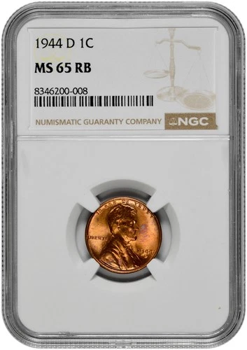 1944 D 1C Lincoln Wheat Cent NGC Graded MS 65 RB in New Holder