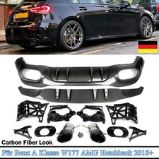 Carbon Look Heckdiffusor Für Benz A Klasse W177 A45 Stil 2018-2024 mit Endrohren Carbon Look Heckdiffusor Für Benz A Klasse W177 A45 Stil 2018-2024 mit Endrohren