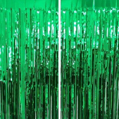 2 Stück Metallic Lametta Folie Fransen Vorhang Streamer 3,3x8,2 ft Grün
