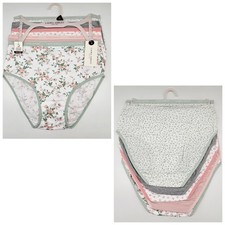 LAURA ASHLEY 5 Pack Women's S M L XL Logo Cotton Panties White Gray Green Pink