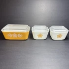 Vintage Pyrex Butterfly Gold 6 Pc Refrigerator Dish Set, Excellent Condition