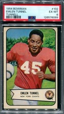 Emlen Tunnel (Tunnell) -- PSA 6 -- 1954 Bowman #102 -- Rare Error - Last Name