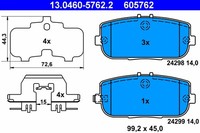 1X Ate 13.0460-5762.2 Bremsbelagsatz Scheibenbremse FüR Fiat Mazda