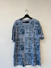 Vintage Equator Polar Bear Shirt Mens Large Blue All Over Graphic Retro Wildlife