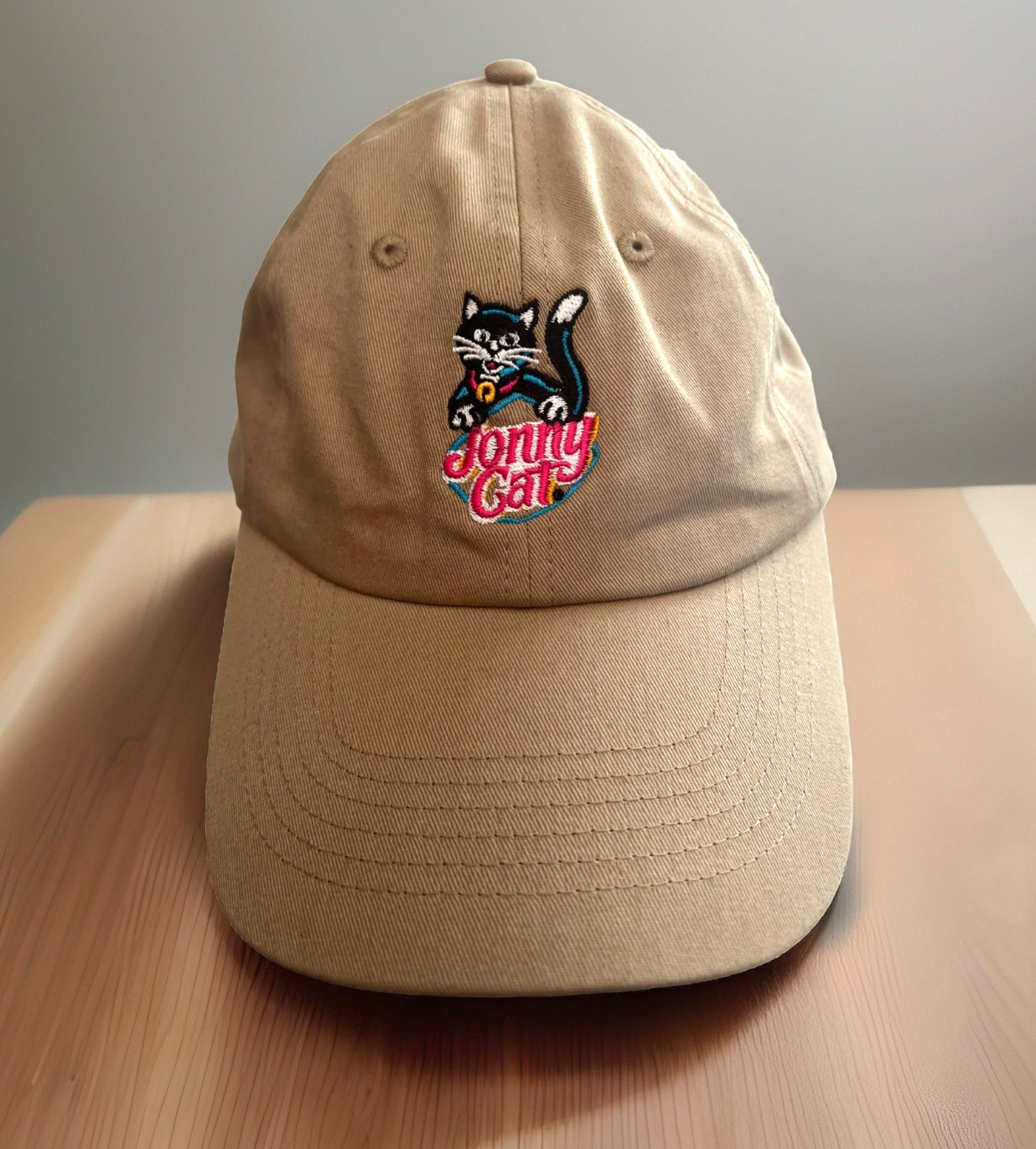 JONNY CAT Kitty  Cat Litter Strapback Cap Hat Color Logo Kha