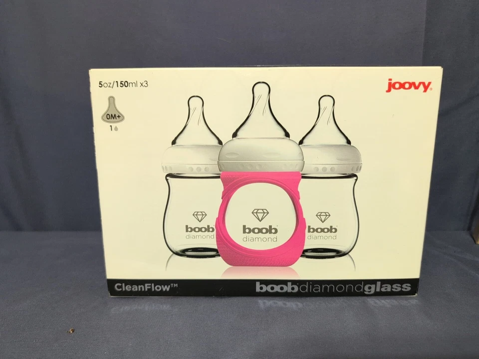 Biberones Joovy Boob de vidrio diamante con mangas de silicona (juego de 3) totalmente nuevos Foto 3 de 4