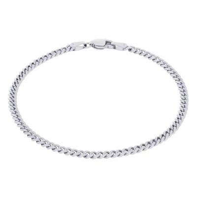 10K White Gold 3mm Miami Cuban Link Chain Bracelet Men Women 7'' 7.5'' 8'' 8.5'' 9'' 
