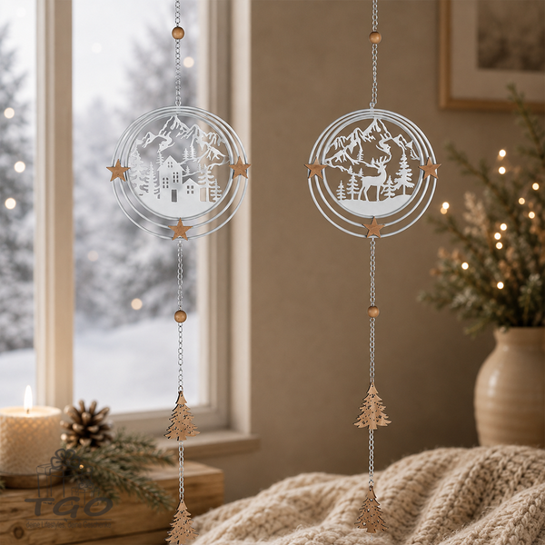 Formano FensterhäNger Landschaft Im Ring Aus Weiß Metall Holz- 2Er Set-545220-image