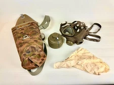 Vintage West German M65 Gas Mask Set w/ Filter & Rare Amoeba Camo Bag