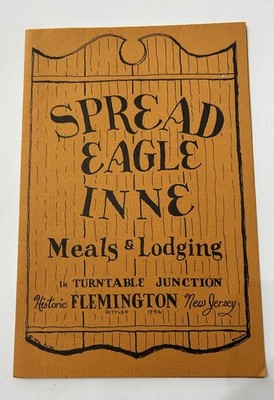 The Spread Eagle Inne Flemington NJ 1973 Vintage Restaurant Food Menu w/ Prices