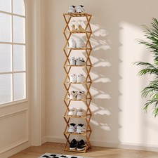 4-9 Tier Folding Bamboo Shoe Rack Storage Shelf Cabinet Organiser Footwear Stand