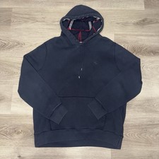 Burberry Embroidered EKD Cotton Blend Hoodie XXL navy PREOWNED
