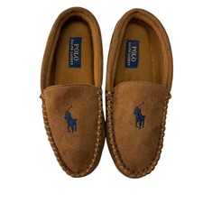 Polo Ralph Lauren Para Hombres Dezi Mocasín Zapatillas Azul Tostado Poni Talla 7 NUEVO